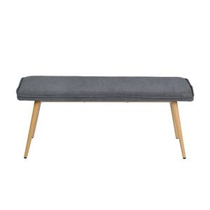 Gray Dining Room Upholstered Bench with Metal Legs 45.3 in. W x 15.3 in. D x 18.3 in. H