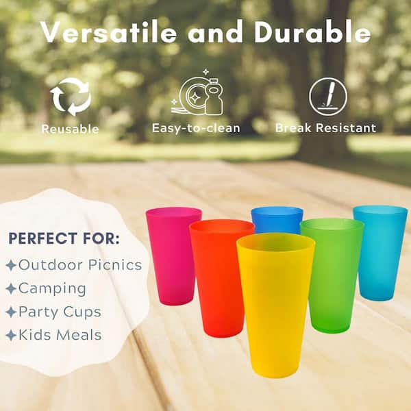 Elle Decor Acrylic 25 Ounce Plastic Water Tumblers, Set of 4 Drinking Cups,  Reusable, Shatterproof, and BPA-Free Beverage Drinking Glasses, Blue