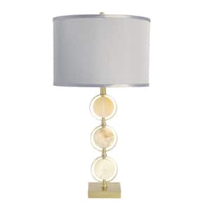 29 .5 in. Natural and Gold Indoor Marble and Metal Table Lamp with Shade