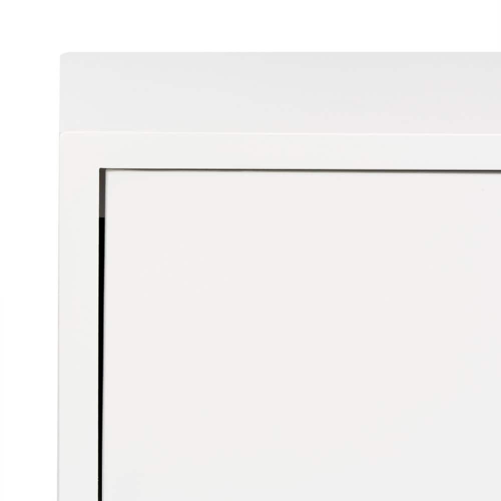 White Rectangular Wood and Metal End Table with Storage