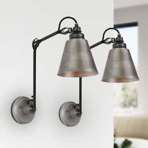 Modern Brushed Black Wall Light,1-Light Farmhouse Kitchen Plug-In or Hardwired Swing Arm Wall Lamp (2 Pack)