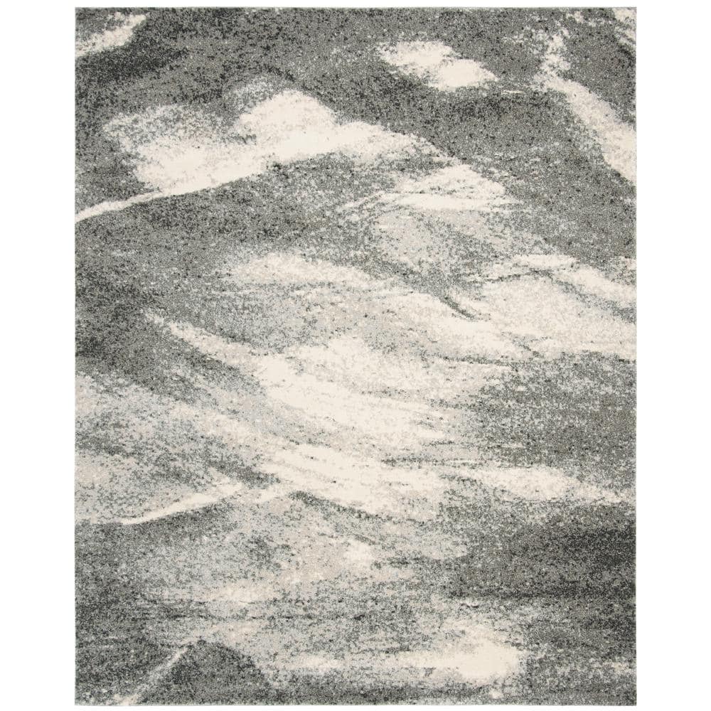 SAFAVIEH Retro Mid-Century Distressed 8 ft. x 10 ft. Grey/Ivory Living ...