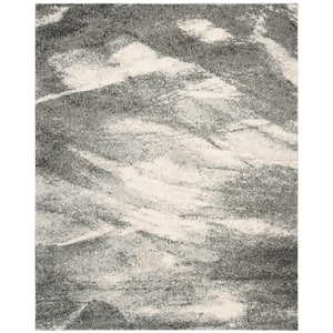 Retro Grey/Ivory 8 ft. x 10 ft. Solid Area Rug