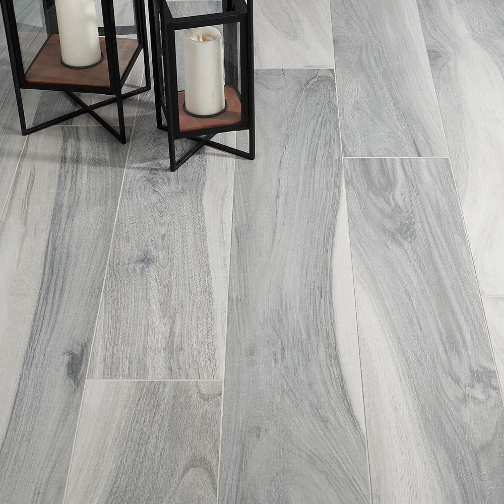 Peruvian Gray Matte Porcelain Wood Look Large Format Tile