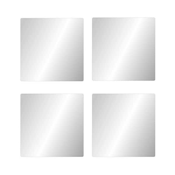 4-Piece 12 in. W x 12 in. H Modern Square Frameless Full Length Wall Mirror Tiles, Stick-on Gym Mirror