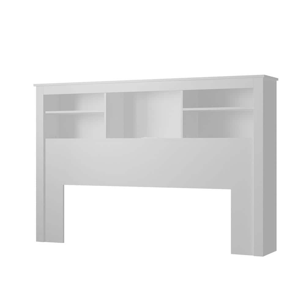 FUFU&GAGA White Full Queen Wood Headboard Shelf with Socket Adapter USB