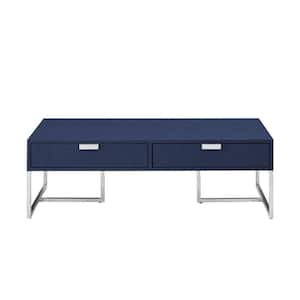 46.3 in. Navy Blue Rectangle Wood Coffee Table with Storage