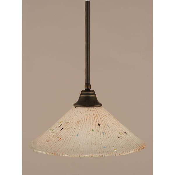 Unbranded Sparta 100-Watt 1-Light Dark Granite Bowl Mini Pendant Light with Glass Shade