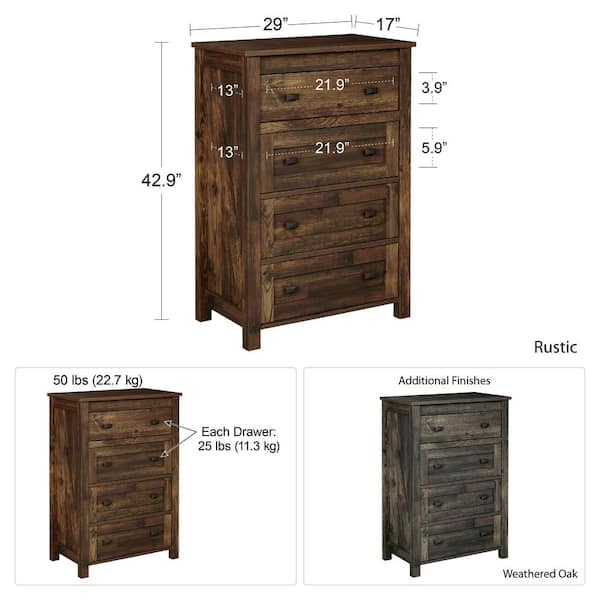 Ameriwood Brownwood Rustic 4-Drawer Dresser HD51791 - The Home Depot