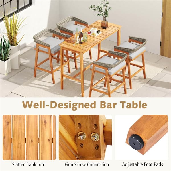 Costway 54 in. x 22 in. Acacia Wood Counter Height Table with