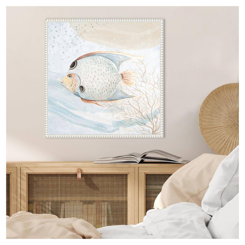 Ocean Oasis Bubbles Tropical Fish White Canvas Wall Art