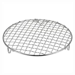 201 Stainless Steel Silver Round Cooking Rack for Baking Steaming BBQ Air Fryer Pressure Cooker Oven 1 Piece