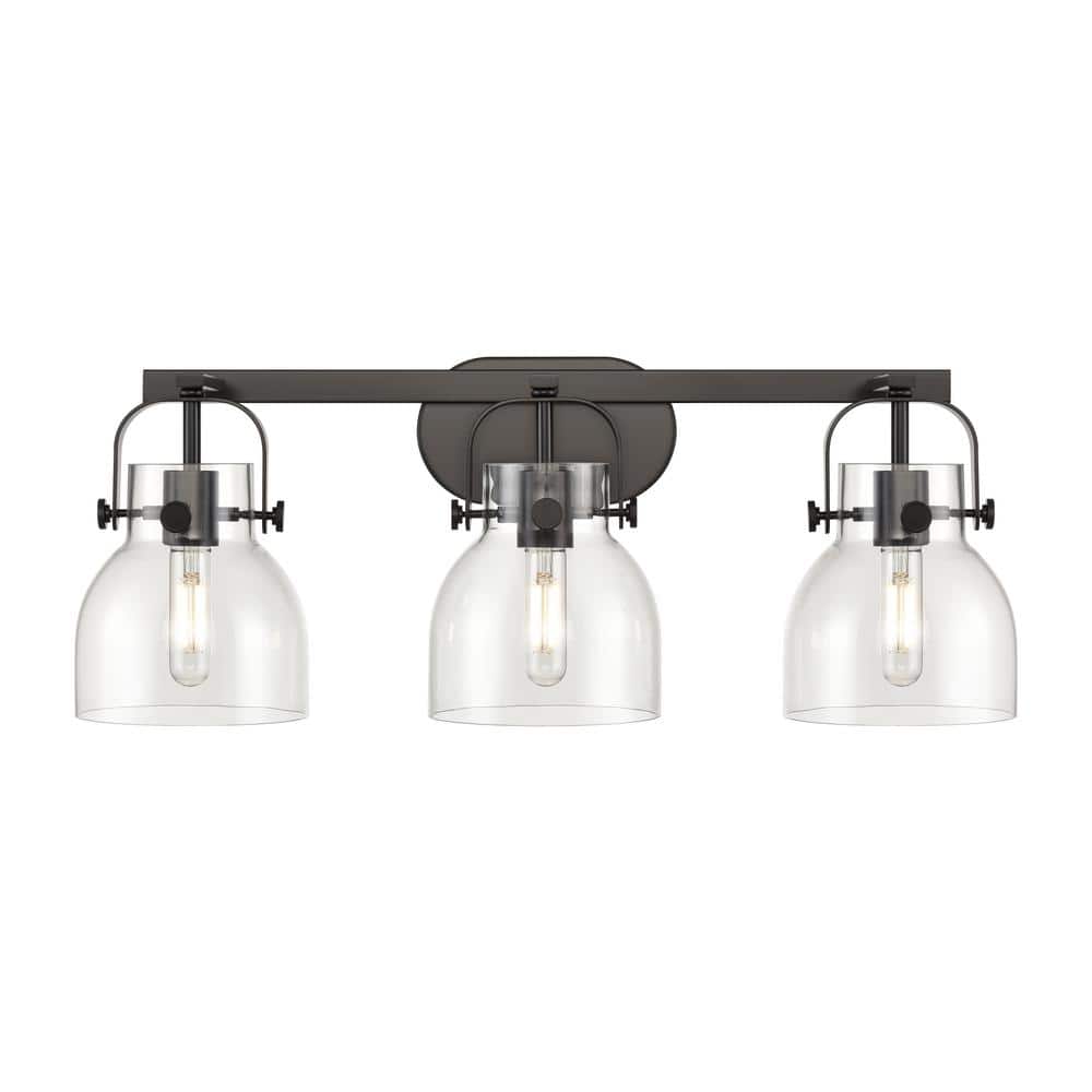 Pilaster II Bell 26.5 in. 3-Light Matte Black Vanity Light with Glass Shade price history on PriceWatchPro