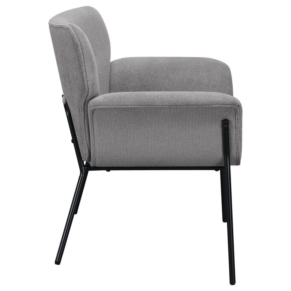Ash Grey Mid-Century Modern Metal Accent Chair