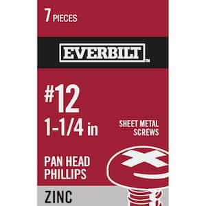 #12 x 1-1/4 in. Phillips Pan Head Zinc Plated Sheet Metal Screw (7-Pack)
