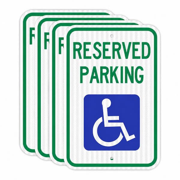 4 Pack Engineer Grade Reflective Aluminum Reserved Parking Sign Handicap Parking Weatherproof Rust Free Sheet