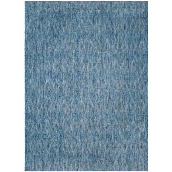 Courtyard Navy/Navy 10 ft. x 14 ft. Solid Color Diamond Indoor/Outdoor Area Rug