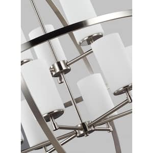 Alturas 9-Light Brushed Nickel Modern Hanging Globe Chandelier with Glass Shades