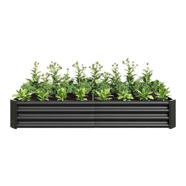 Unbranded 35 in. x 71 in. x 11 in. Black Rectangle Galvanized Metal Raised Garden Bed