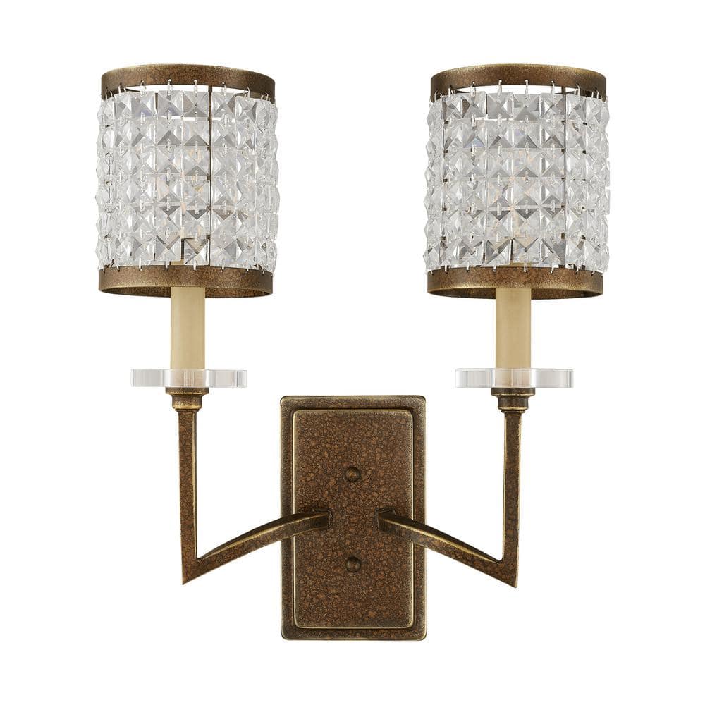Grammercy Palacial Bronze 2-Light Crystal Sconce