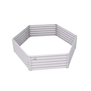 【BEAT GARDEN】 White 70in. x 60in. x 18in. Hexagon Galvanized Raised Garden Beds