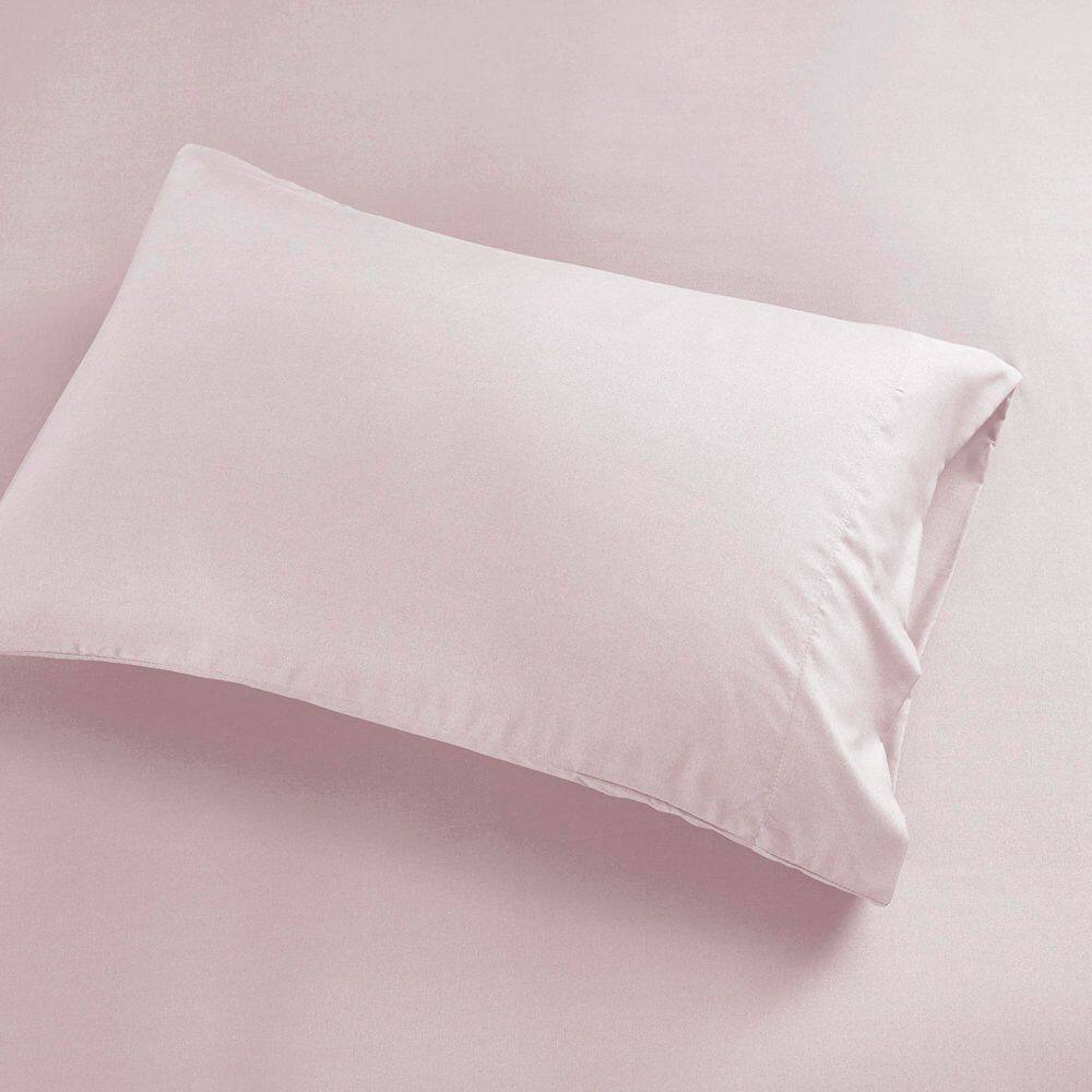 Blush Twin Solid Microfiber Sheet Set with Pillowcase