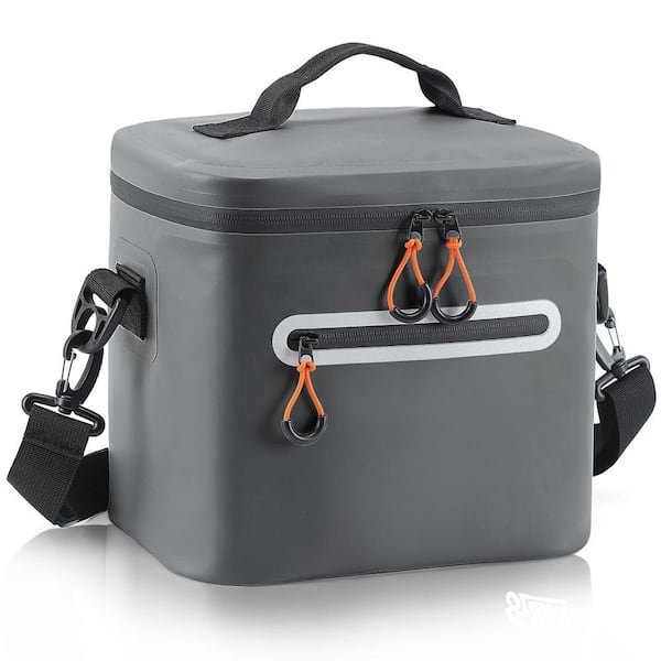 15 qt. 14L Dark Gray Soft-Sided Cooler Bag, 16 Can Insulated Lunch Box, Waterproof, Leak-Proof, Portable Lunch Bag