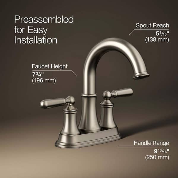 KOHLER Capilano 4 in. Centerset 2-Handle Bathroom Faucet in Vibrant Brushed Nickel