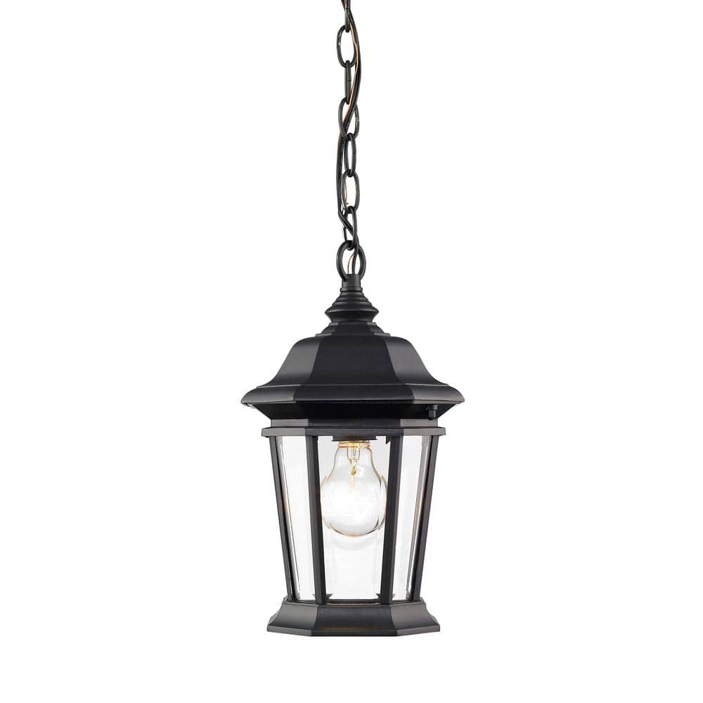 Melbourne 13 in. 1-Light Black Outdoor Hardwired Weather Resistant Pendant 
