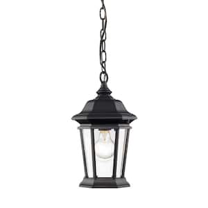 Melbourne 13 in. 1-Light Black Outdoor Hardwired Weather Resistant Pendant Light with No Bulbs Included