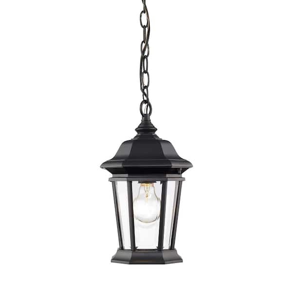 Unbranded Melbourne 13 in. 1-Light Black Outdoor Hardwired Weather Resistant Pendant Light with No Bulbs Included