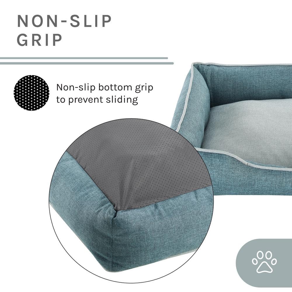 Teal and Gray Polyester Elevated Outdoor Pet Bed, X-Small