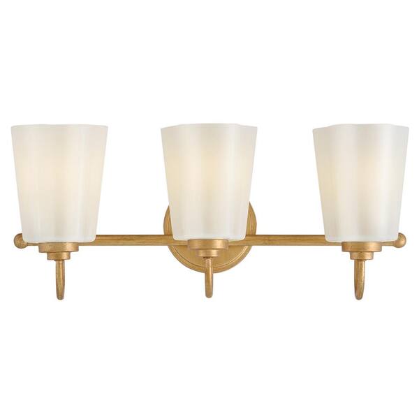 LARK - Honey 21.25 in. 3 Light Distressed Brass Vanity Light