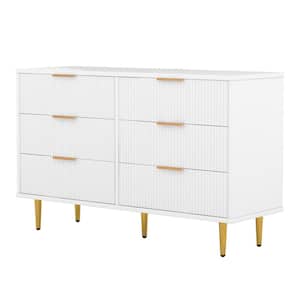 47.2 in. W x 15.7 in. D x 29.5 in. H White Linen Cabinet with Vertical Stripe Finish Drawer