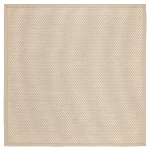 Natural Fiber 10 ft. x 10 ft. Square Ivory/Light Beige Woven Border Area Rug