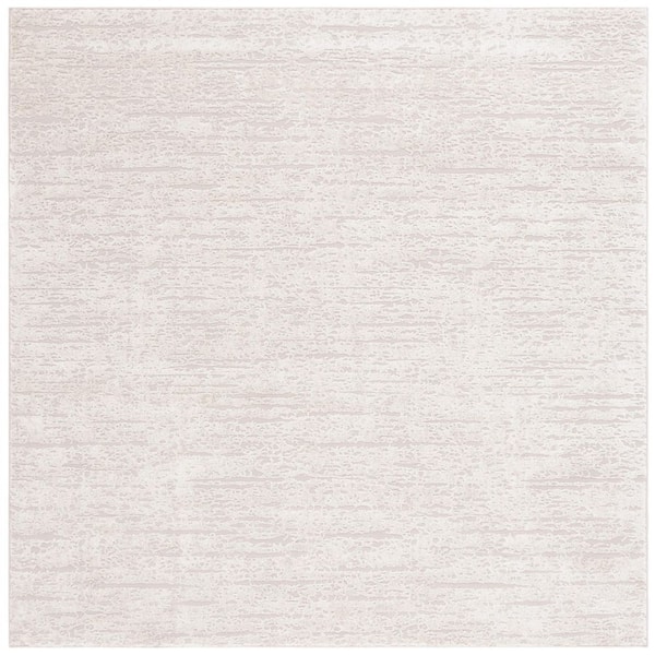 Continental 7 ft. x 7 ft. Ivory/Beige Parallel High-Low Square Area Rug