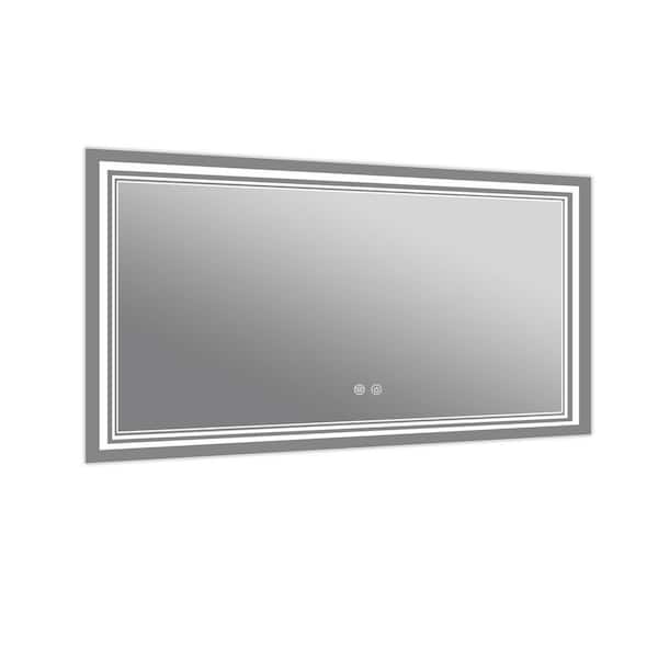 Unbranded Modern 60 in. W x 40 in. H Large Rectangular Frameless Wall Mounted Anti-Fog Bathroom Vanity Mirror