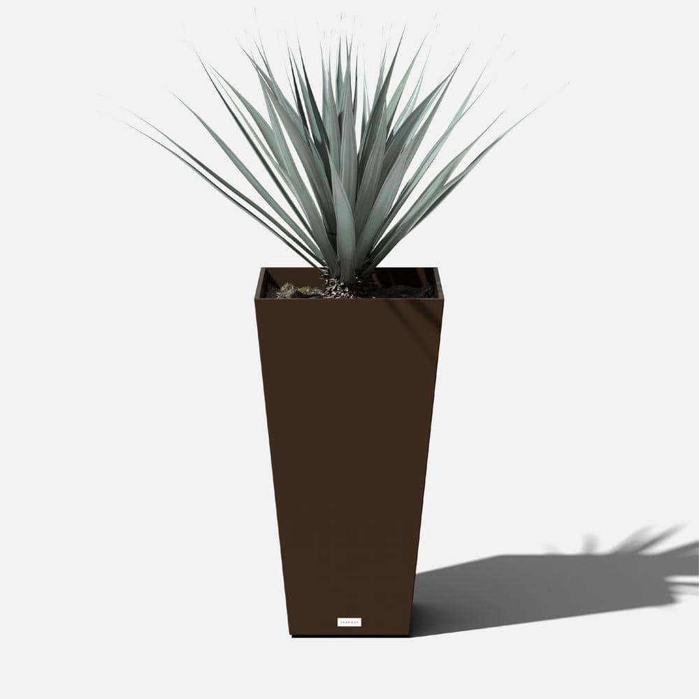 Veradek Midland Medium Espresso Plastic Tapered Planter with Drainage Holes (15.25 in. L x 15.25 in. W x 30 in. H) (2-Pack) MV32E-2PK