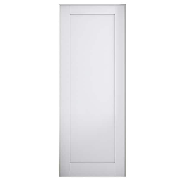 ARK DESIGN 30 in. x 80 in. Paneled Blank 1-Lite Left Handed White Solid Core MDF Prehung Door with Quick Assemble Jamb Kit