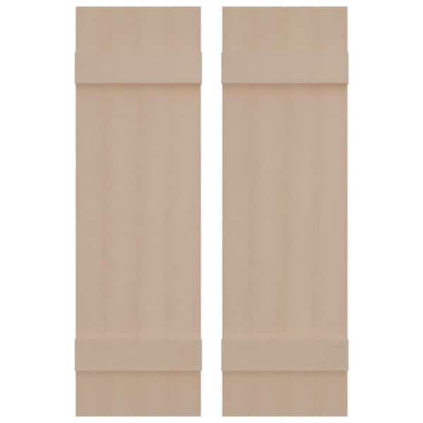 14 in. W x 51 in. H Vinyl Exterior Joined Board and Batten Shutters Pair in Wicker