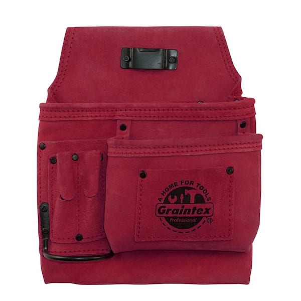 Unbranded 5-Pocket Right Handed Suede Leather Burgundy Nail and Tool Pouch
