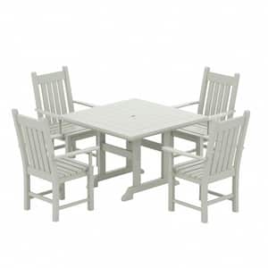 Hayes 5-Piece HDPE Plastic Outdoor Patio Dining Set with Square Table and Arm Chairs in Sand