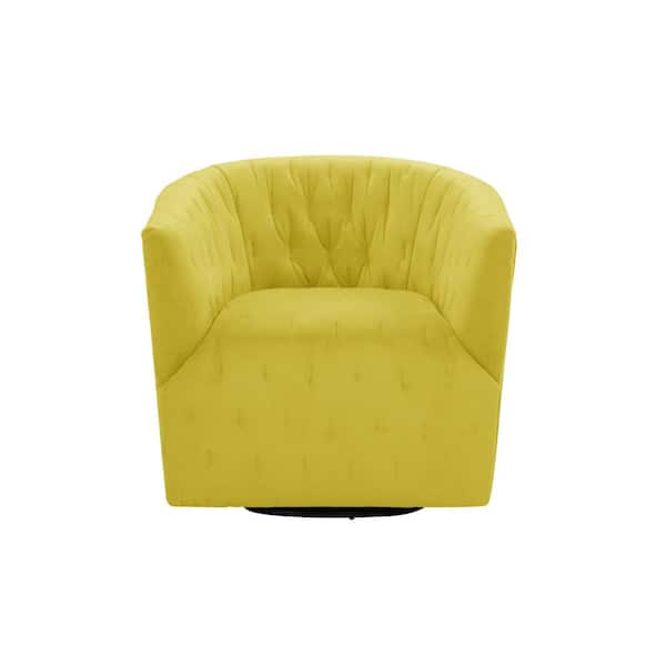 Rustic Manor Arlene Yellow Upholstered Velvet Accent Arm Chair With Swivel Base