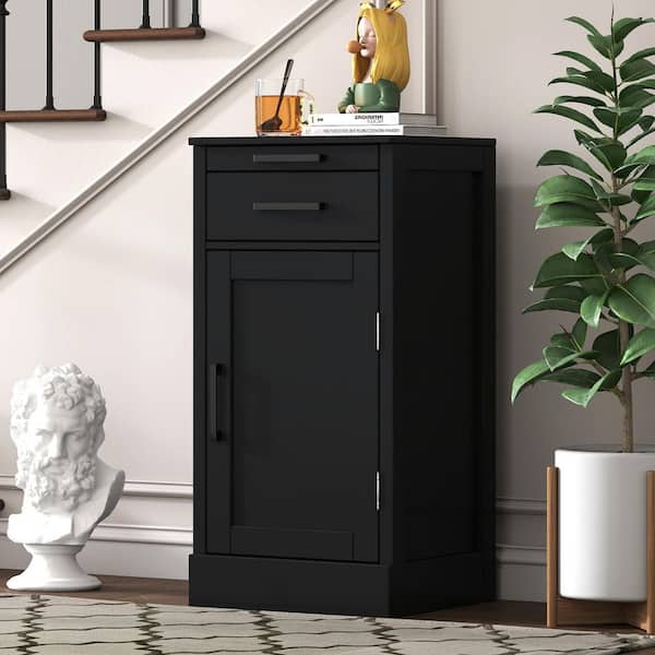 Wilbur Black 17.8 in. W Bar Cabinet with Door and Drawer