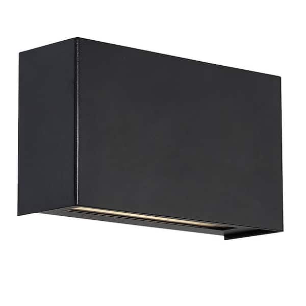 Blok 12 in. Black 2 light 3000K LED Vanity Light Bar and Wall Sconce with Emergency Backup Battery