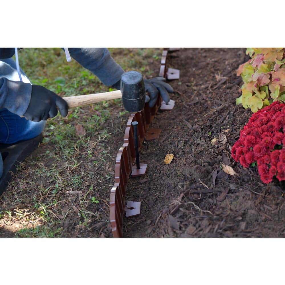 Brown Decorative Adirondack No-Dig Plastic Landscape Edging Kit, 60 ft