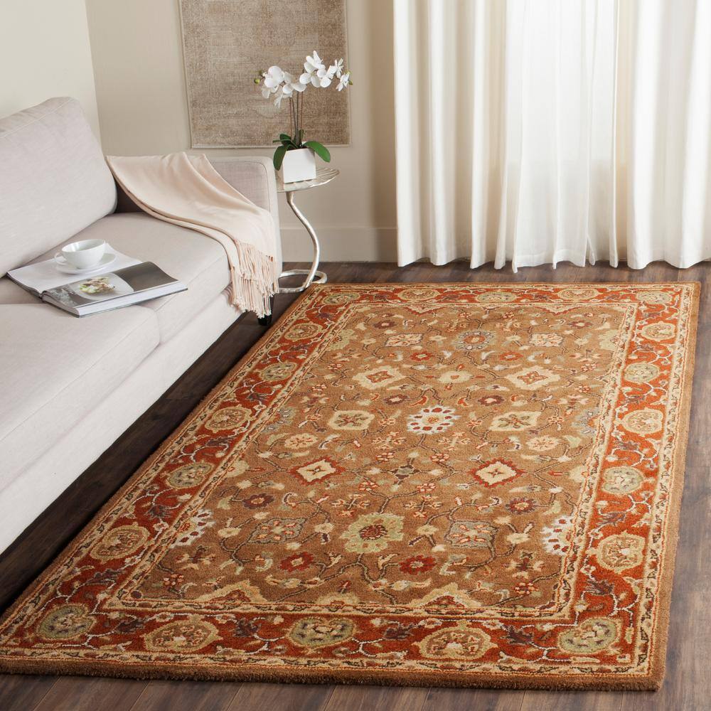 Heritage Red and Moss Hand-Tufted Wool Area Rug