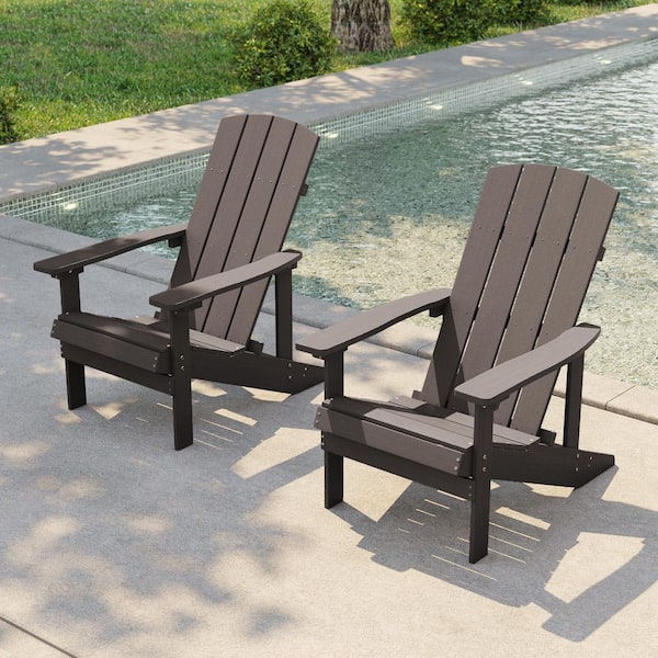 Coffee Recyled Plastic Weather Resistant Outdoor Patio Adirondack Chair (Set of 2)