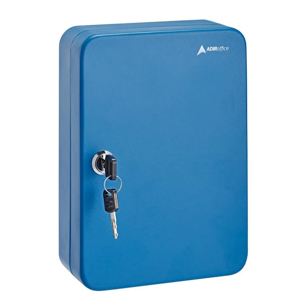 48-Key Steel Key Cabinet with Key Lock, Blue with 148-Key Tags