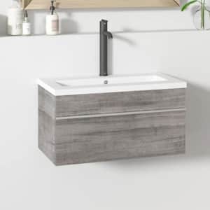 Trough 30in. W x 16in. D x 15in. H Sink Wall-Mounted Bathroom Vanity Side Cabinet in Soho with Acrylic Top in White